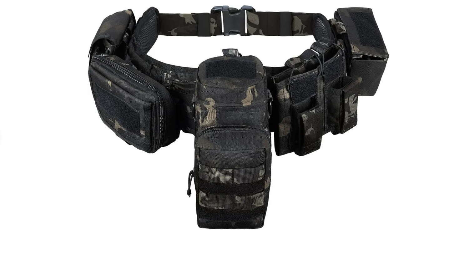 Тактический военный разгрузочный пояс Yakeda/варбелт армейский со съемными подсумками чёрный мультикам
